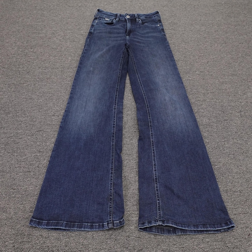 Pepe‎ Jeans Willa Flare Jeans Womens 28 Blue Denim Med Wash High Rise 28x30